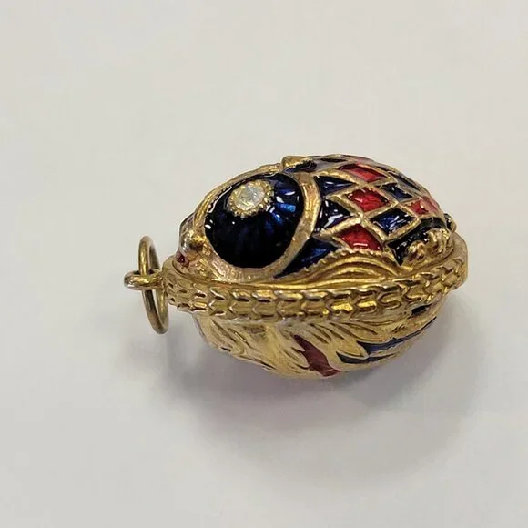 Gold tone on silver Enamel Owl Pendant/Charm - Picture 3 of 3